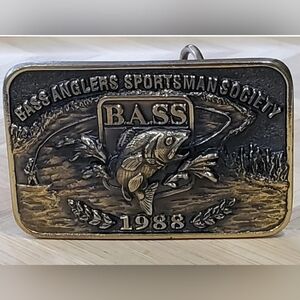 1988 Bass Fishing Buckle Vintage Made in USA Bass Anglers Sportsman Society